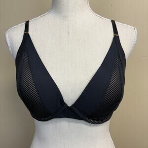 Thirdlove Shadow Sheer Stripe Plunge Bra Black Size 32D